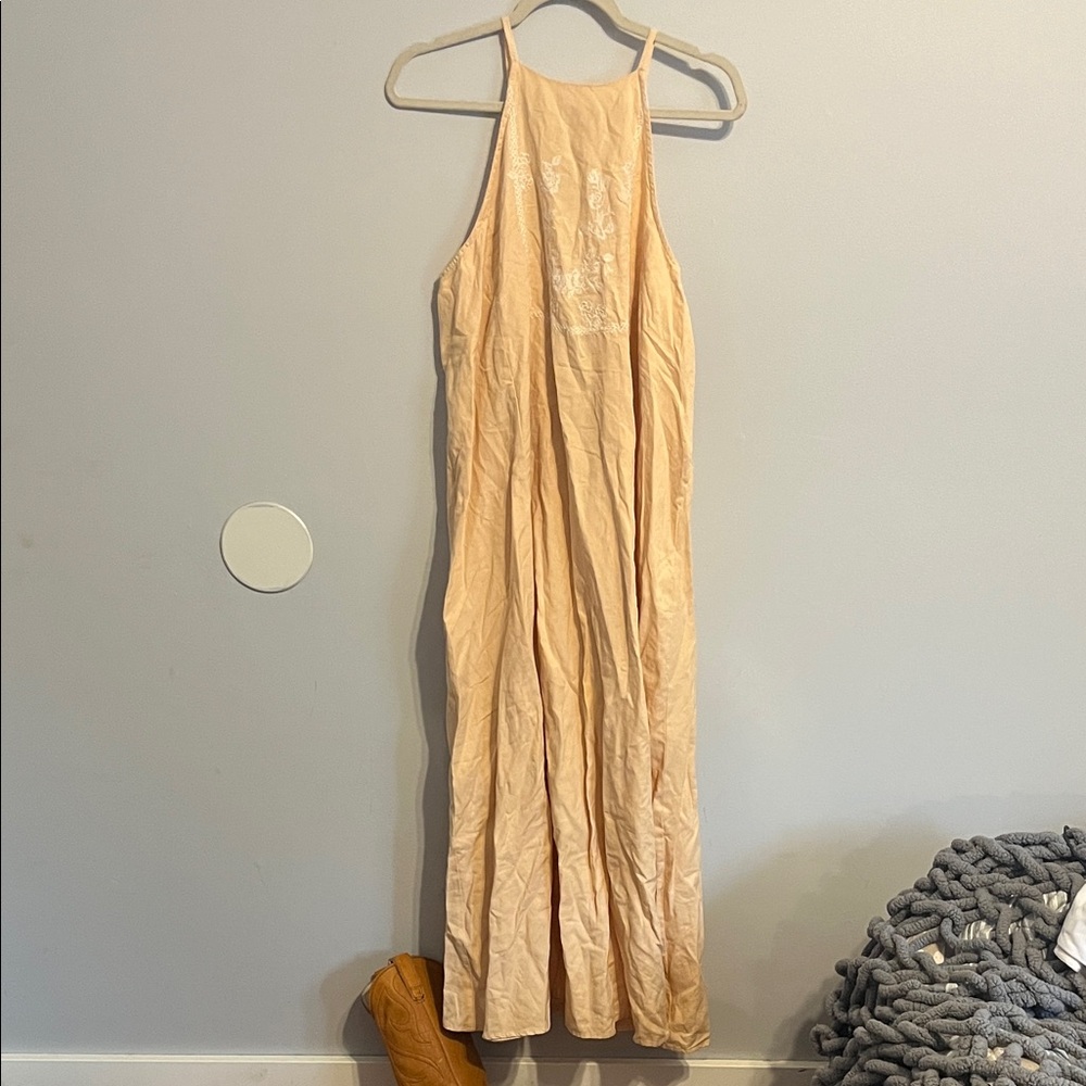 Zara Pale Peach Halter Maxi Dress
